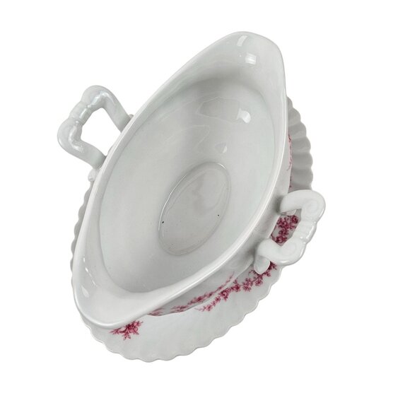 Kaiser W Germany Carolin Porcelain Gravy Boat Attached Underplate Pink Floral - Picture 9 of 10